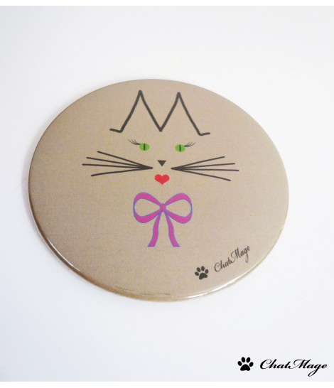Miroir de poche ou de sac chat Mademoiselle ChatMage 75 mm - Taupe clair Miroir de poche ou de sac chat Mademoiselle ChatMage 75 mm - Taupe clair