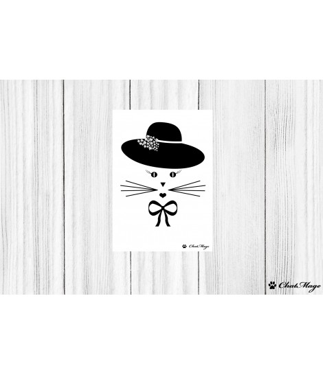 Carte postale chat, carte postale, ChatMage, carte postale noir et blanc, carte postale minimaliste Carte postale chat, carte postale, ChatMage, carte postale noir et blanc, carte postale minimaliste