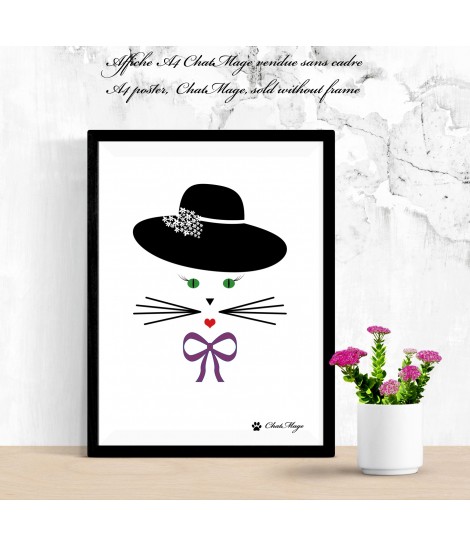Poster, A4 poster, cat poster, home decoration, cat lady poster, animal poster, kawaii cat poster, ChatMage Poster, A4 poster, cat poster, home decoration, cat lady poster, animal poster, kawaii cat poster, ChatMage